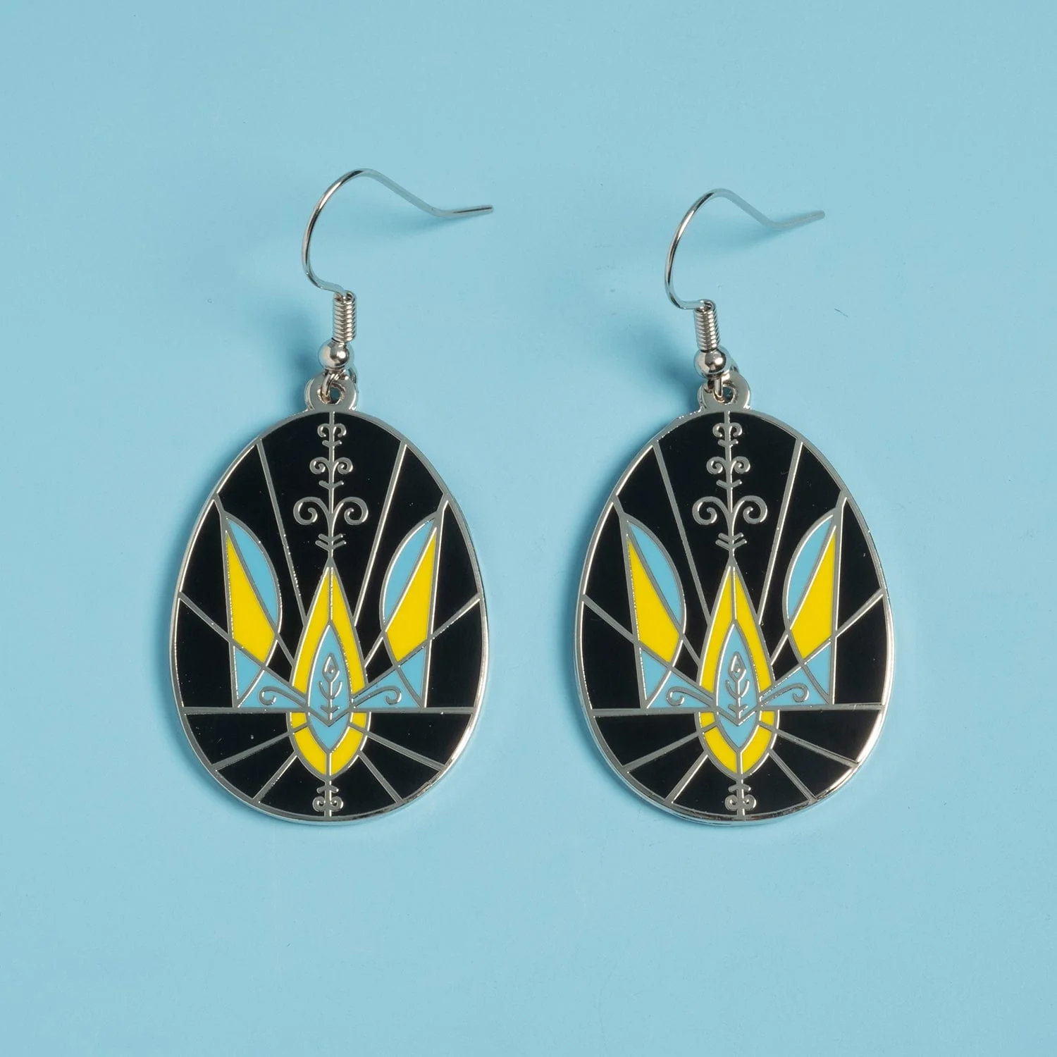 Ukrainian Easter Egg (Pysanky) Earrings - Trident - Image 3