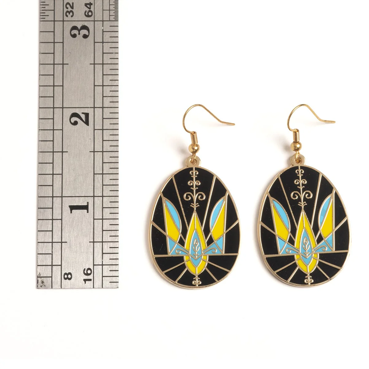 Ukrainian Easter Egg (Pysanky) Earrings - Trident - Image 6